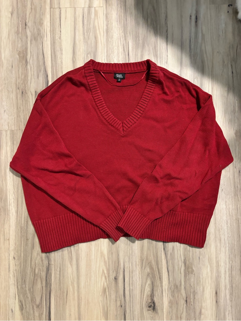 PacSun Oversized Red V-Neck Knit Sweater